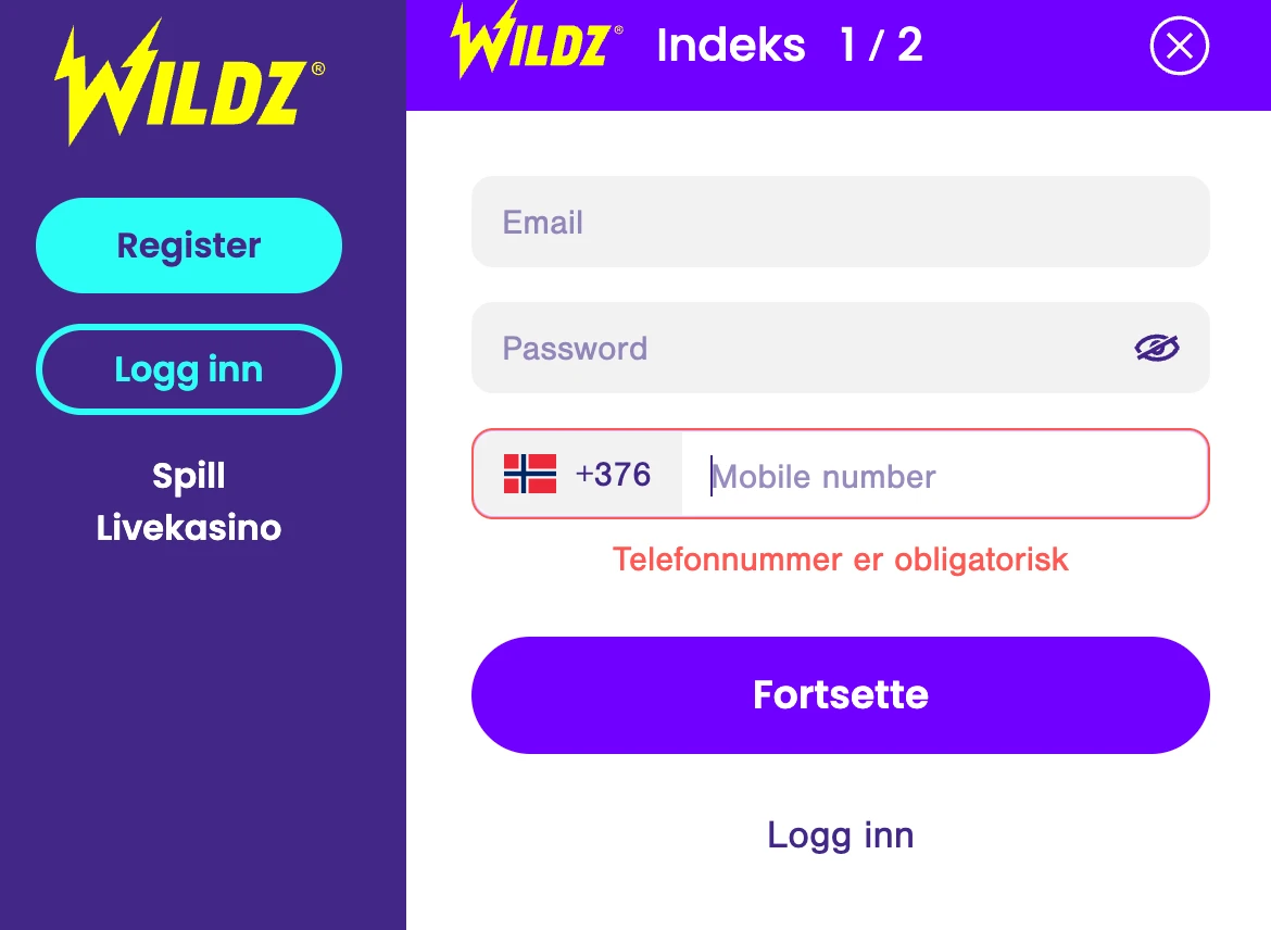 Wildz registrering